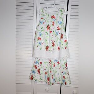 Janie and Jack Floral Sleeveless Dress with Eyelet Hem